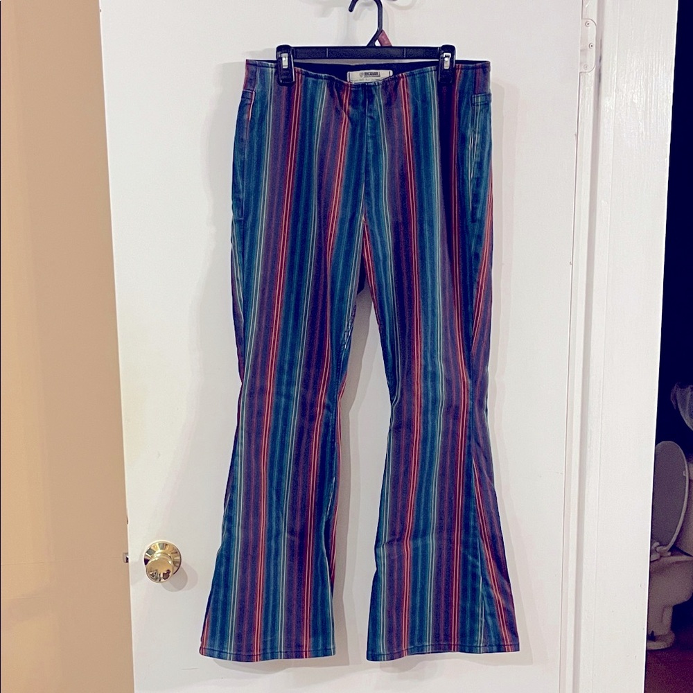 Rock & Roll Denim Striped Flare Pants